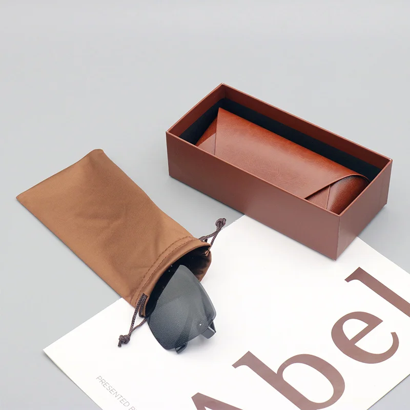 Genuine Leather Handcrafted Leather Glasses Case Set — Premium Bun-Style Storage Box for Prescription Glasses & Sunglasses - Details 5