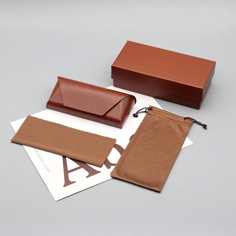 Handcrafted Leather Glasses Case Set — Premium Bun-Style Storage Box for Prescription Glasses & Sunglasses