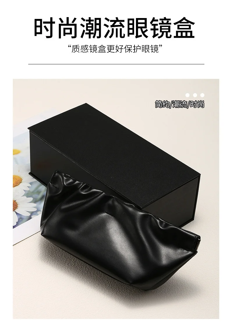  PU Leather Premium GM Elastic-Opening Sunglasses Case Set — Large Capacity PU Cloud Pouch with Custom Logo - Details 3