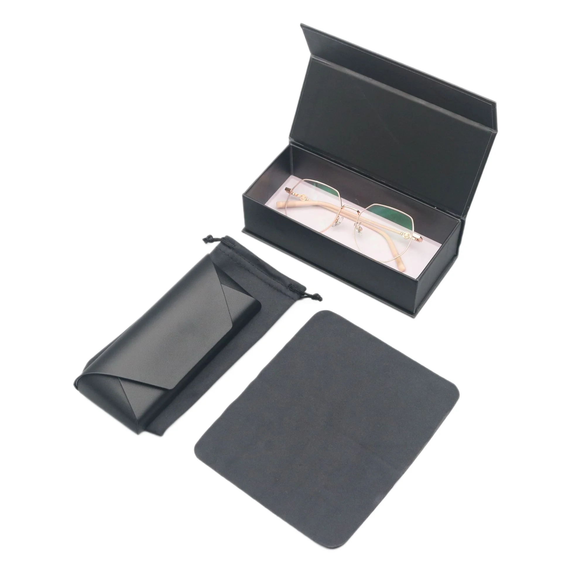  Leather Premium Leather Sunglasses Case Set — Large Capacity Zippered Pouch for Sports & Travel, Custom Logo Available - View 3