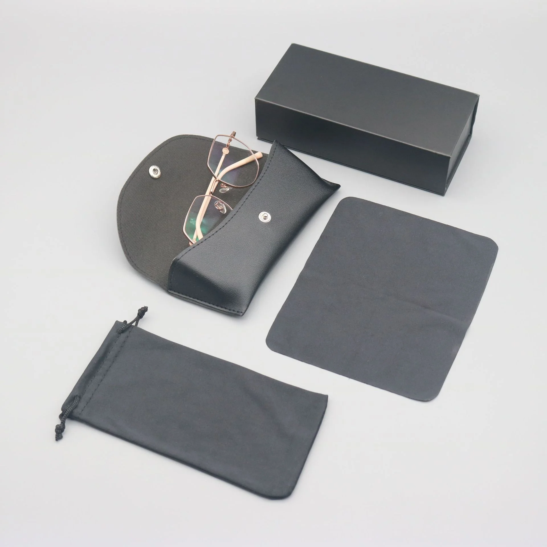  Leather Premium Leather Sunglasses Case Set — Large Capacity Zippered Pouch for Sports & Travel, Custom Logo Available - View 4