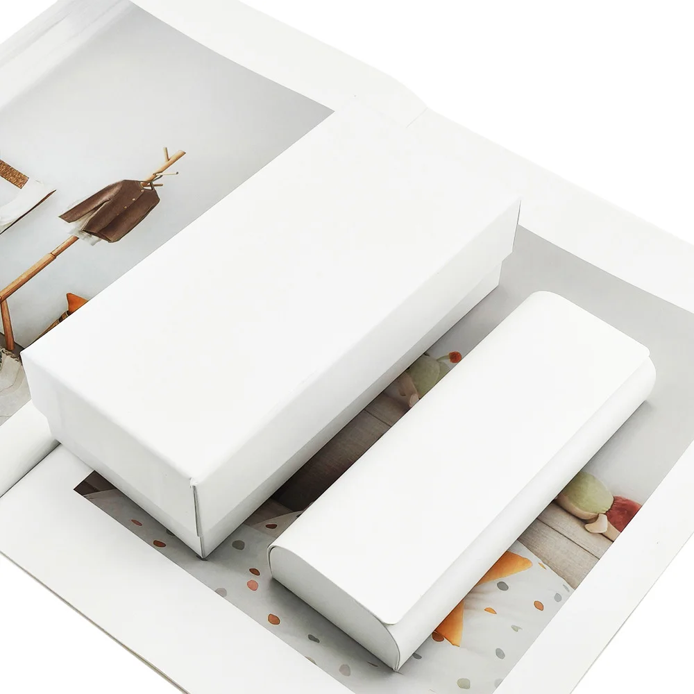 White Leather Minimalist White Leather Glasses Case Set — 4-Piece Premium Portable Eyewear Pouch with Lid-and-Base Box, Custom Logo Available - Details 5