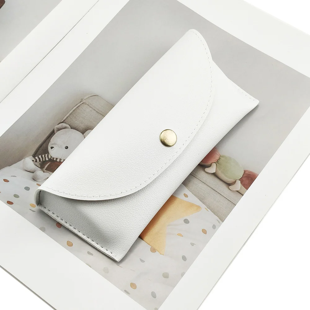 White Leather Minimalist White Leather Glasses Case Set — 4-Piece Premium Portable Eyewear Pouch with Lid-and-Base Box, Custom Logo Available - Details 9