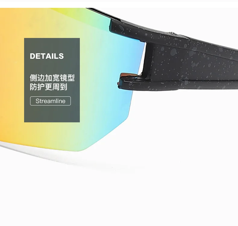 Black Polycarbonate (PC) Windproof Cycling Glasses - Stylish Outdoor Sports Sunglasses / $1.86 per pair (Wholesale Price) - Details 2