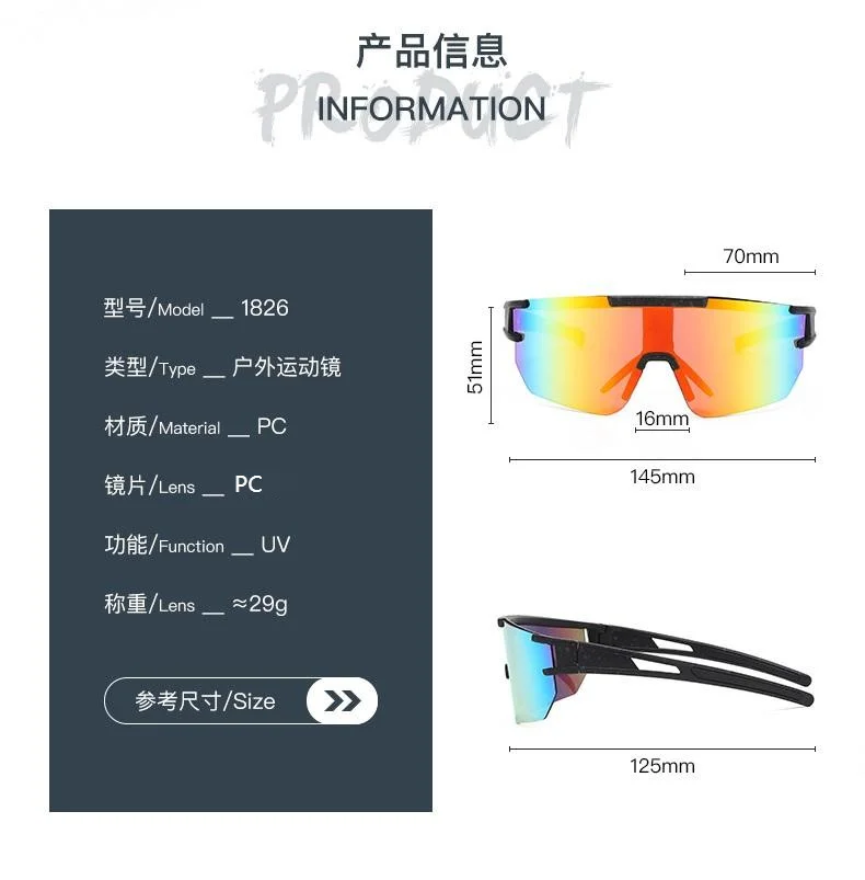 Black Polycarbonate (PC) Windproof Cycling Glasses - Stylish Outdoor Sports Sunglasses / $1.86 per pair (Wholesale Price) - Details 5