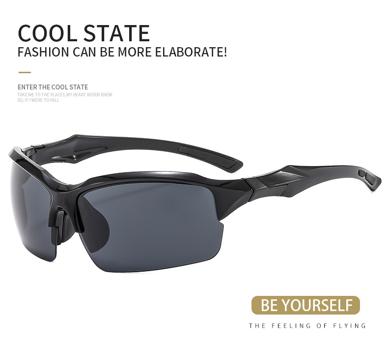 Black PC (Polycarbonate) Trendy Sports Sunglasses - UV Protection for Driving and Running / $0.93 per pair (Wholesale Price) - View 2