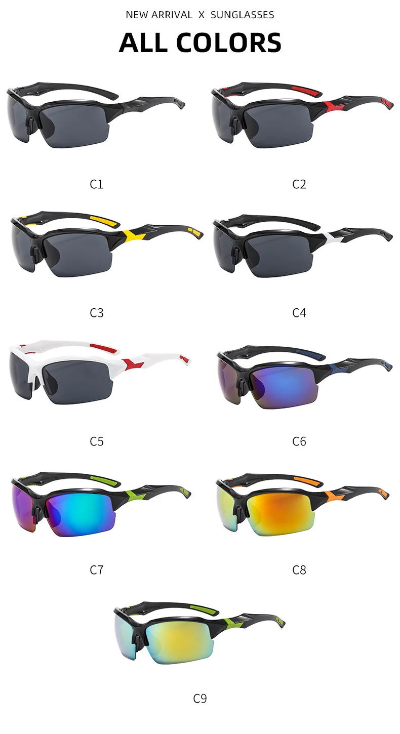 Black PC (Polycarbonate) Trendy Sports Sunglasses - UV Protection for Driving and Running / $0.93 per pair (Wholesale Price) - Details 2