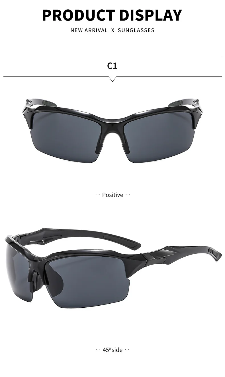 Black PC (Polycarbonate) Trendy Sports Sunglasses - UV Protection for Driving and Running / $0.93 per pair (Wholesale Price) - Details 3