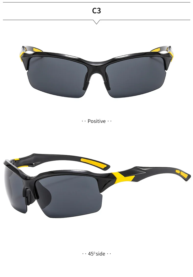 Black PC (Polycarbonate) Trendy Sports Sunglasses - UV Protection for Driving and Running / $0.93 per pair (Wholesale Price) - Details 5