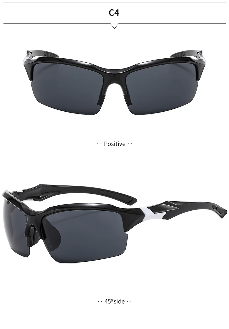 Black PC (Polycarbonate) Trendy Sports Sunglasses - UV Protection for Driving and Running / $0.93 per pair (Wholesale Price) - Details 6