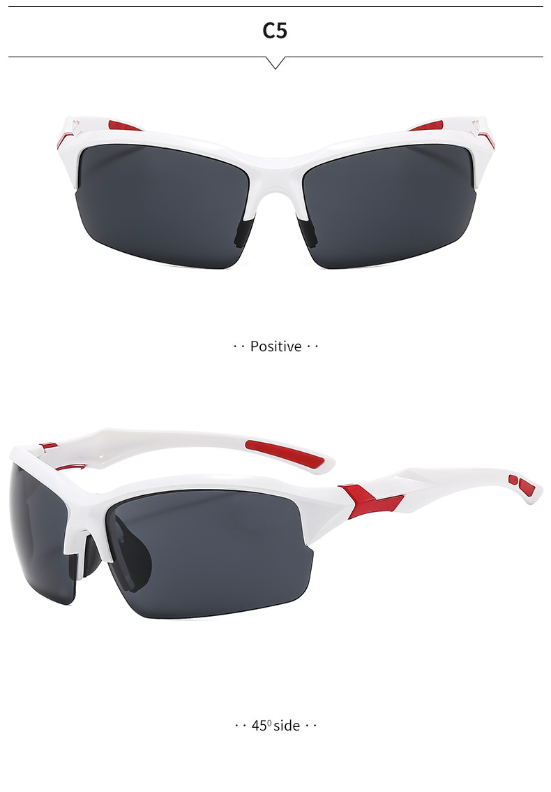 Black PC (Polycarbonate) Trendy Sports Sunglasses - UV Protection for Driving and Running / $0.93 per pair (Wholesale Price) - Details 7