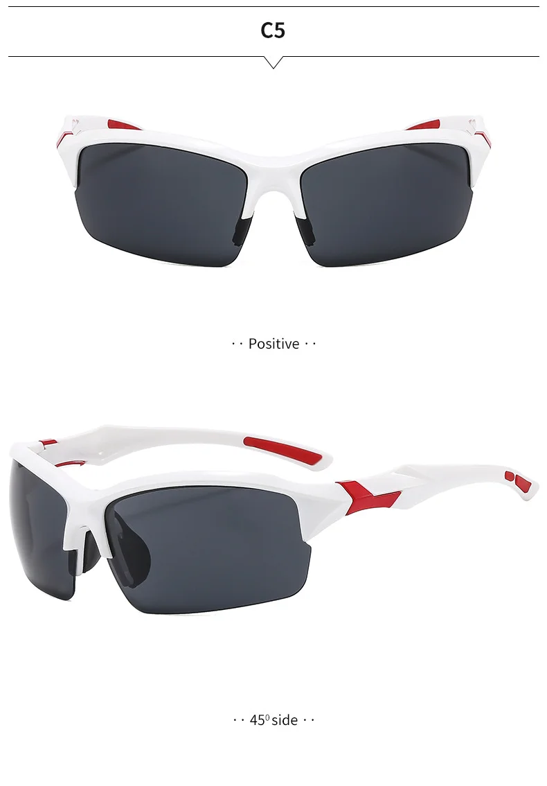 Black PC (Polycarbonate) Trendy Sports Sunglasses - UV Protection for Driving and Running / $0.93 per pair (Wholesale Price) - Details 7
