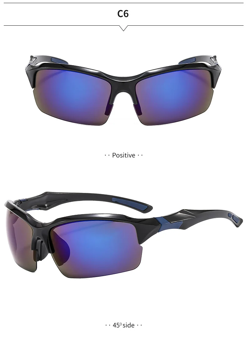 Black PC (Polycarbonate) Trendy Sports Sunglasses - UV Protection for Driving and Running / $0.93 per pair (Wholesale Price) - Details 8