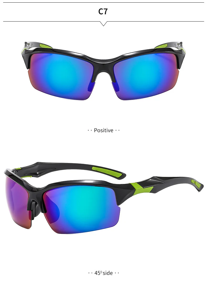 Black PC (Polycarbonate) Trendy Sports Sunglasses - UV Protection for Driving and Running / $0.93 per pair (Wholesale Price) - Details 9