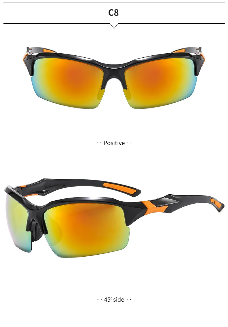Black PC (Polycarbonate) Trendy Sports Sunglasses - UV Protection for Driving and Running / $0.93 per pair (Wholesale Price) - Details 10