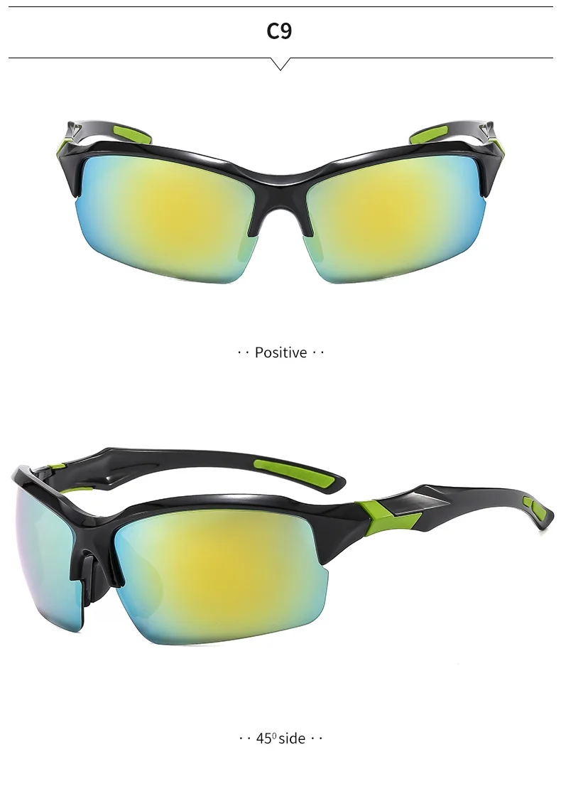 Black PC (Polycarbonate) Trendy Sports Sunglasses - UV Protection for Driving and Running / $0.93 per pair (Wholesale Price) - Details 11