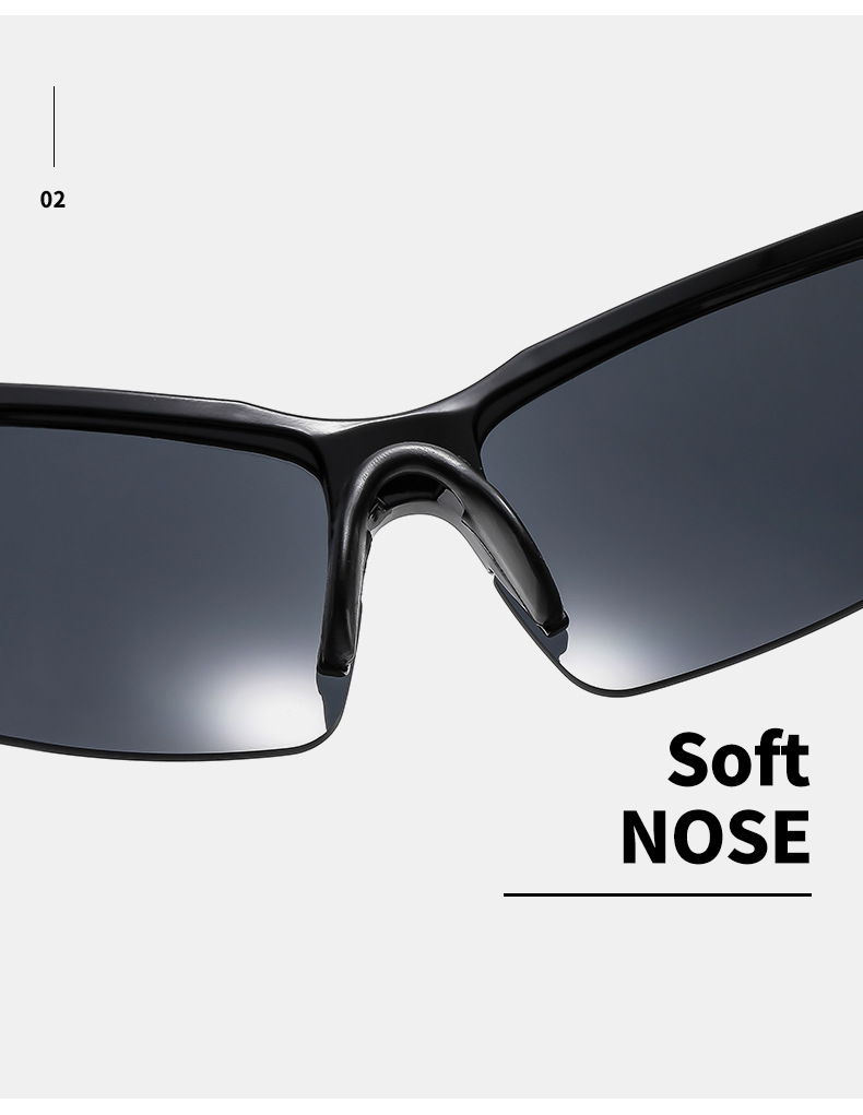 Black PC (Polycarbonate) Trendy Sports Sunglasses - UV Protection for Driving and Running / $0.93 per pair (Wholesale Price) - Details 13