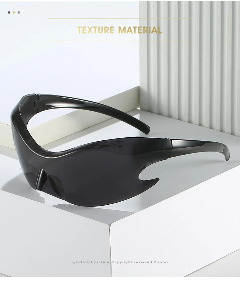 Silver Polycarbonate (PC) Neon Glow Biking Sunglasses with Hip Hop Style / $1.55 per pair (Wholesale Price) - View 2