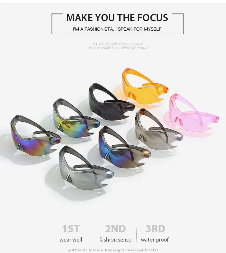 Silver Polycarbonate (PC) Neon Glow Biking Sunglasses with Hip Hop Style / $1.55 per pair (Wholesale Price) - View 3
