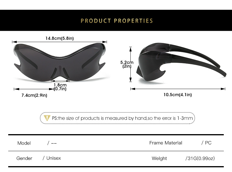 Silver Polycarbonate (PC) Neon Glow Biking Sunglasses with Hip Hop Style / $1.55 per pair (Wholesale Price) - View 5