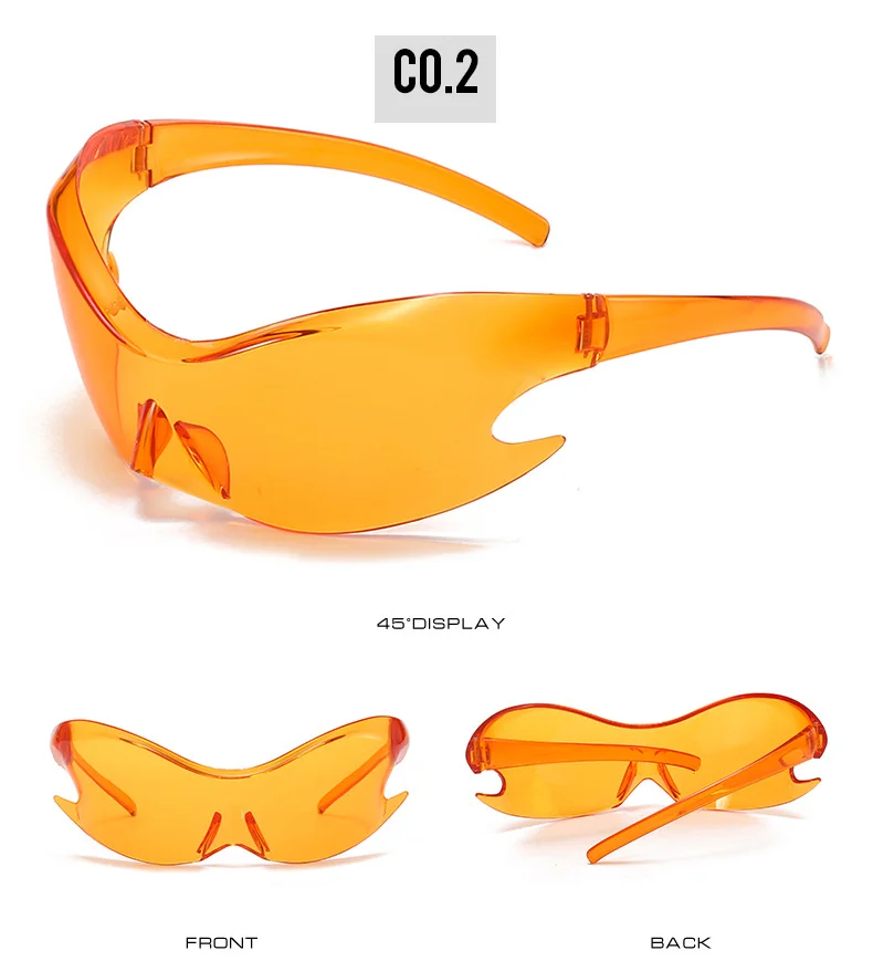 Silver Polycarbonate (PC) Neon Glow Biking Sunglasses with Hip Hop Style / $1.55 per pair (Wholesale Price) - Details 3