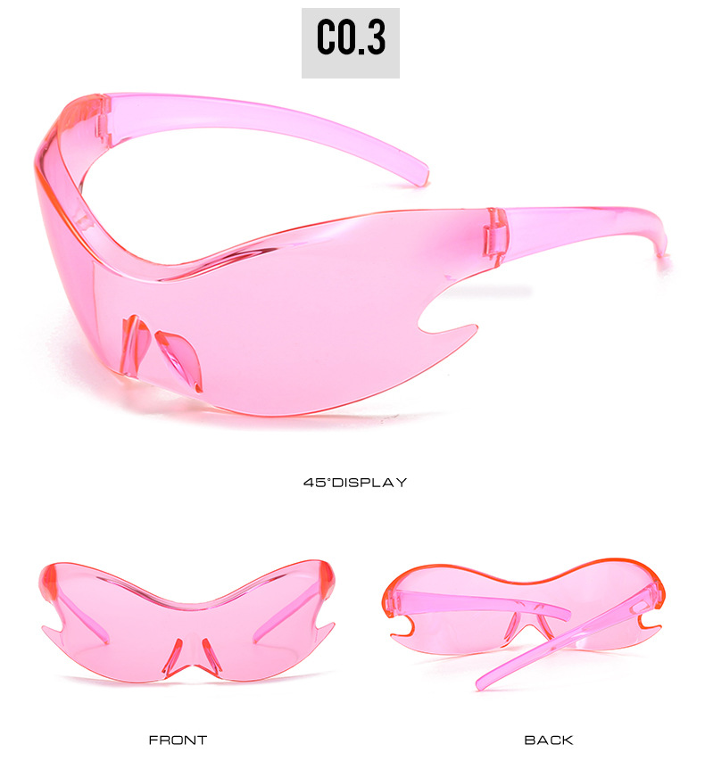 Silver Polycarbonate (PC) Neon Glow Biking Sunglasses with Hip Hop Style / $1.55 per pair (Wholesale Price) - Details 4