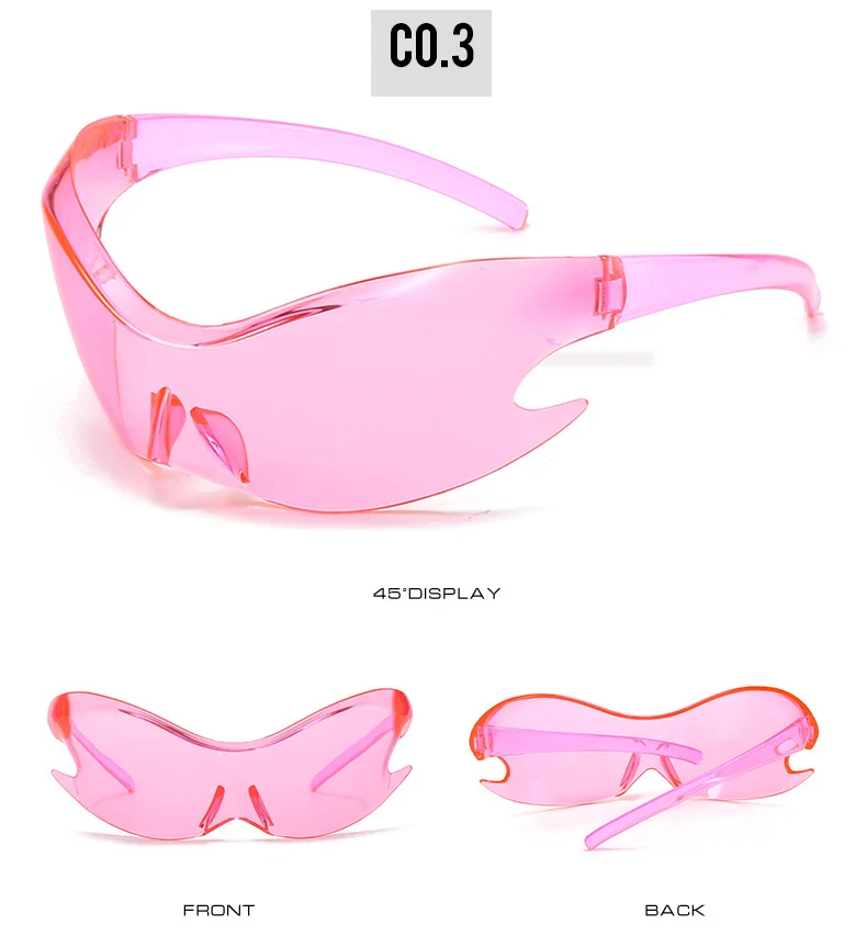 Silver Polycarbonate (PC) Neon Glow Biking Sunglasses with Hip Hop Style / $1.55 per pair (Wholesale Price) - Details 4