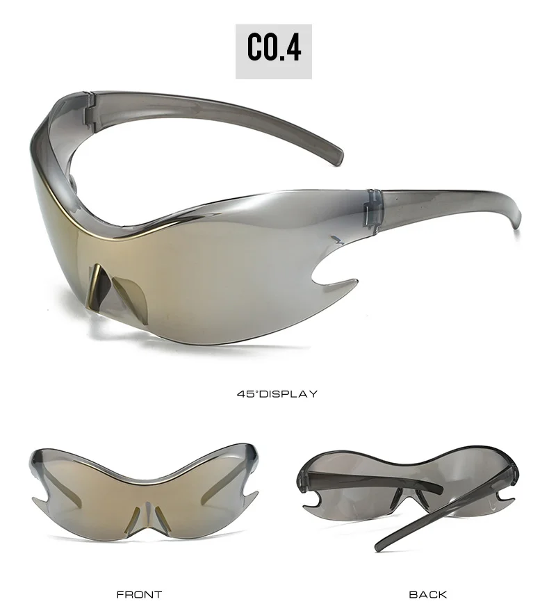 Silver Polycarbonate (PC) Neon Glow Biking Sunglasses with Hip Hop Style / $1.55 per pair (Wholesale Price) - Details 5