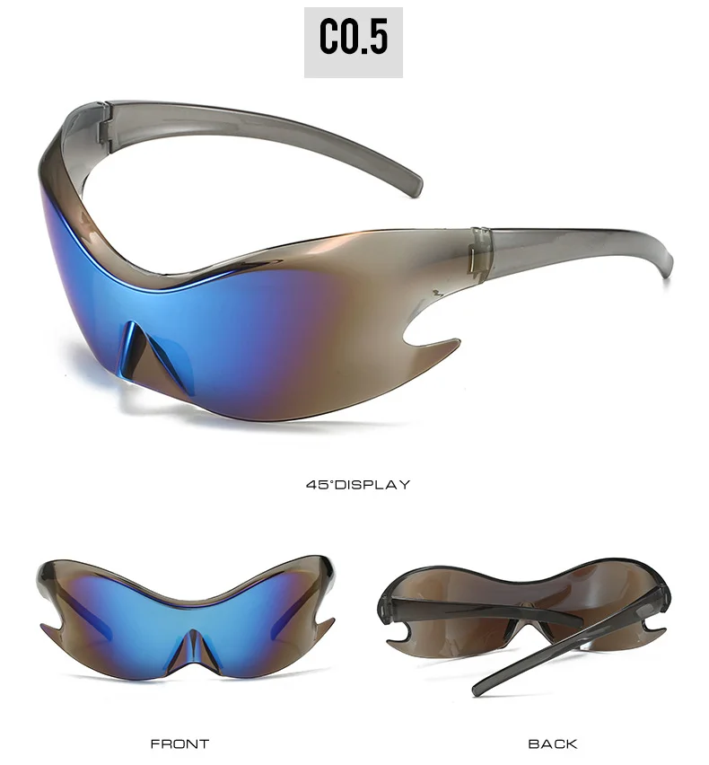 Silver Polycarbonate (PC) Neon Glow Biking Sunglasses with Hip Hop Style / $1.55 per pair (Wholesale Price) - Details 6