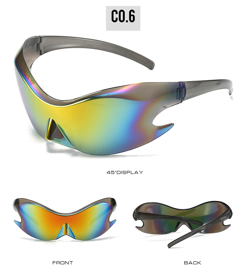 Silver Polycarbonate (PC) Neon Glow Biking Sunglasses with Hip Hop Style / $1.55 per pair (Wholesale Price) - Details 7