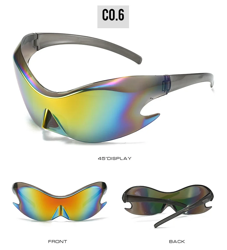 Silver Polycarbonate (PC) Neon Glow Biking Sunglasses with Hip Hop Style / $1.55 per pair (Wholesale Price) - Details 7