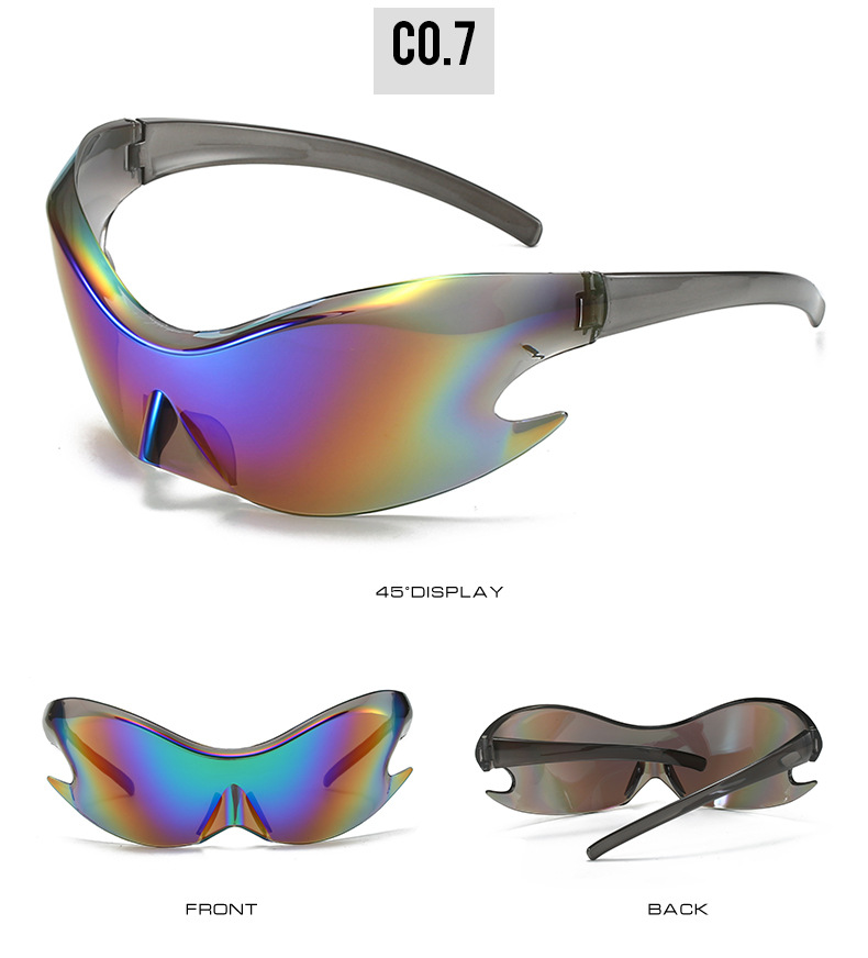 Silver Polycarbonate (PC) Neon Glow Biking Sunglasses with Hip Hop Style / $1.55 per pair (Wholesale Price) - Details 8