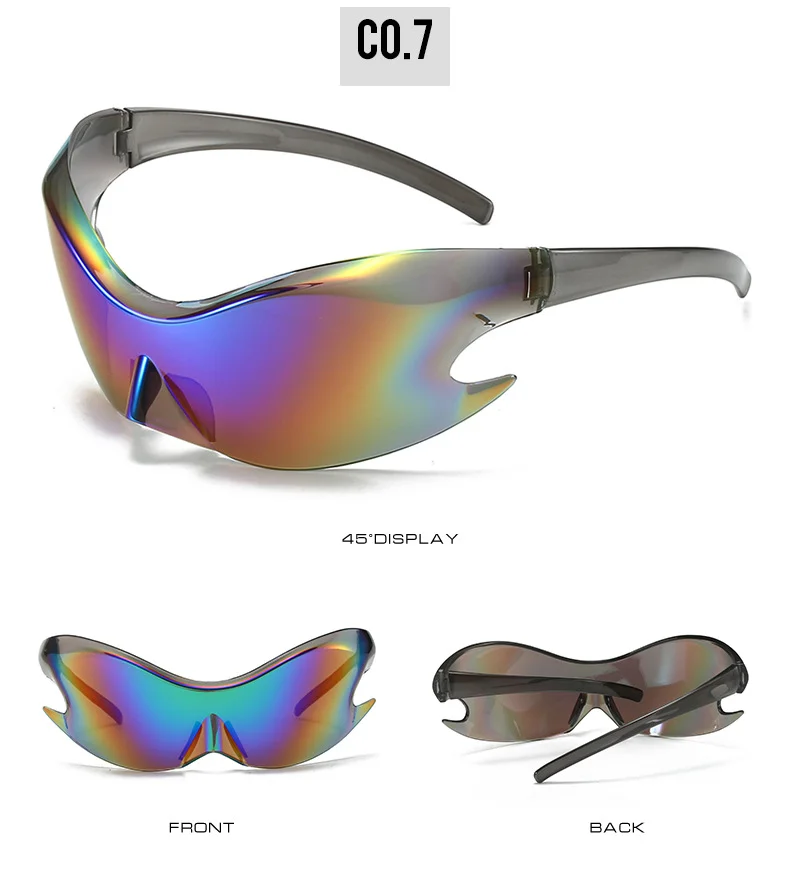 Silver Polycarbonate (PC) Neon Glow Biking Sunglasses with Hip Hop Style / $1.55 per pair (Wholesale Price) - Details 8