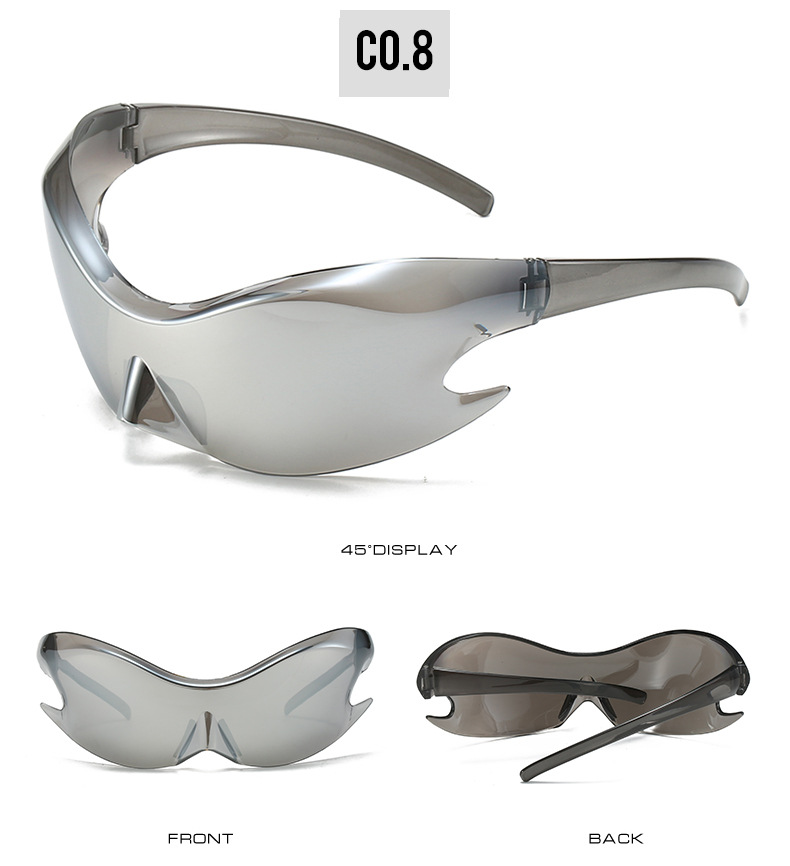 Silver Polycarbonate (PC) Neon Glow Biking Sunglasses with Hip Hop Style / $1.55 per pair (Wholesale Price) - Details 9