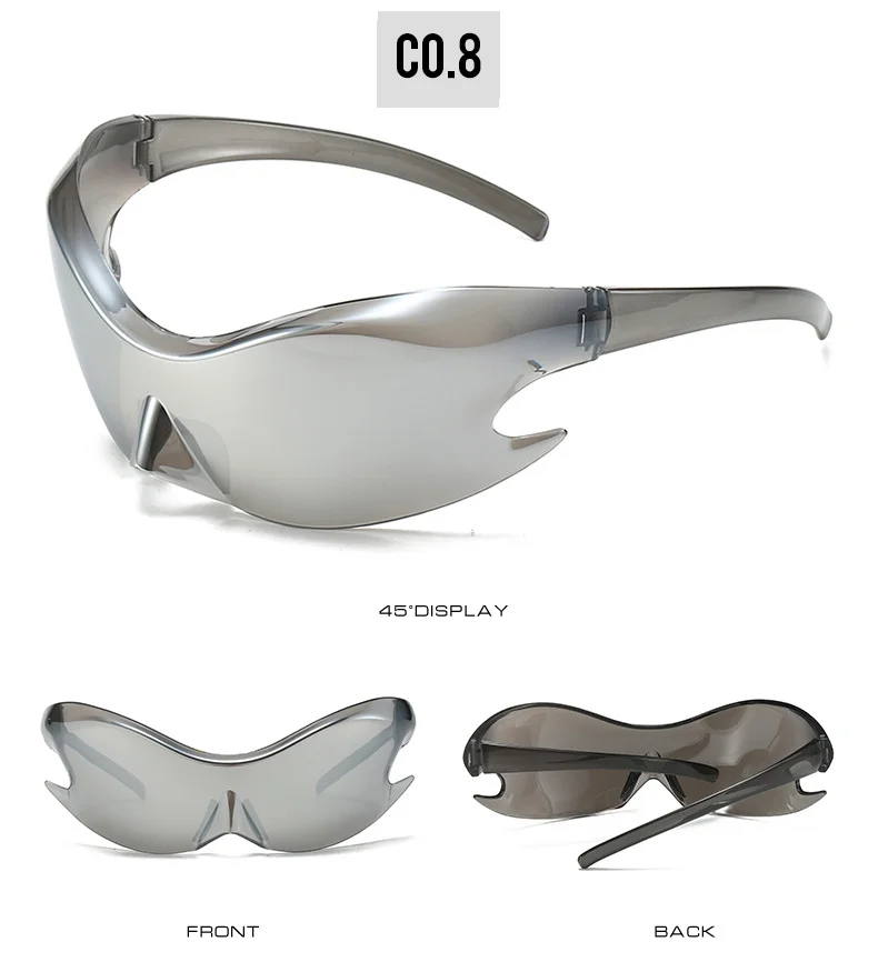 Silver Polycarbonate (PC) Neon Glow Biking Sunglasses with Hip Hop Style / $1.55 per pair (Wholesale Price) - Details 9