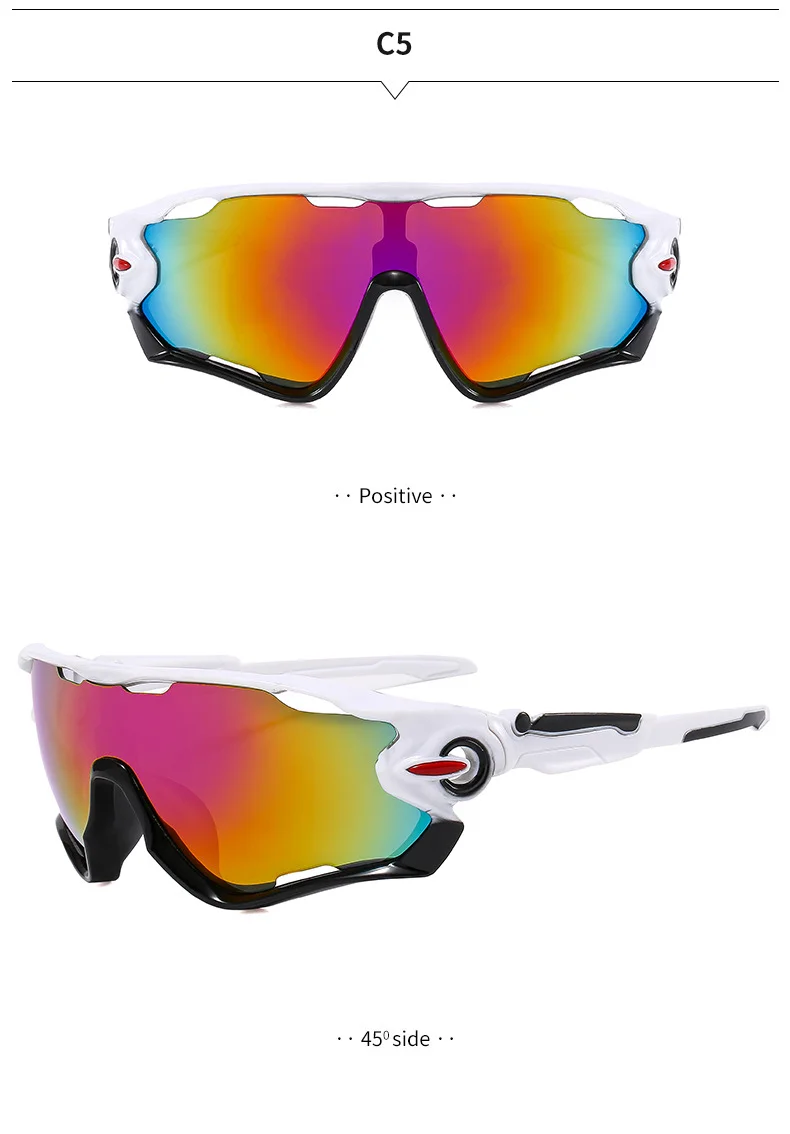 Gold PC Alloy (Plastic) Neon Silver UV400 Cycling & Running Sunglasses / $1.03 per pair (Wholesale Price) - Details 11