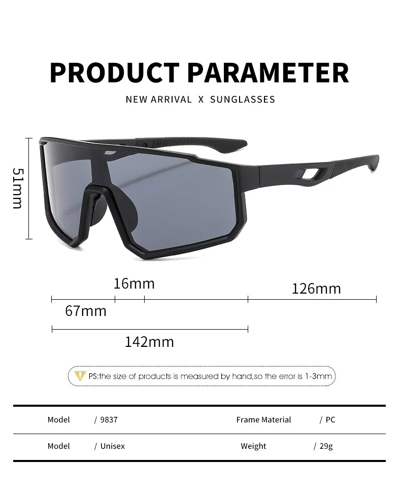 Black Polycarbonate (PC) Neon UV400 Cycling & Running Sunglasses / $1.11 per pair (Wholesale Price) - Details 1