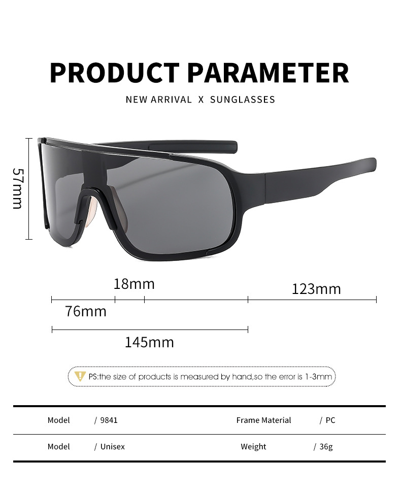 Black PC Alloy (Plastic) UV400 Glow Cycling Sunglasses / $0.82 per pair (Wholesale Price) - Details 1