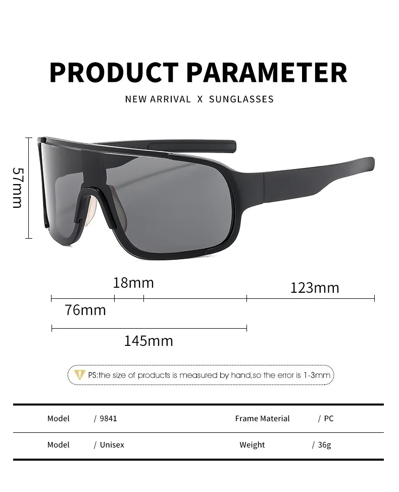 Black PC Alloy (Plastic) UV400 Glow Cycling Sunglasses / $0.82 per pair (Wholesale Price) - Details 1