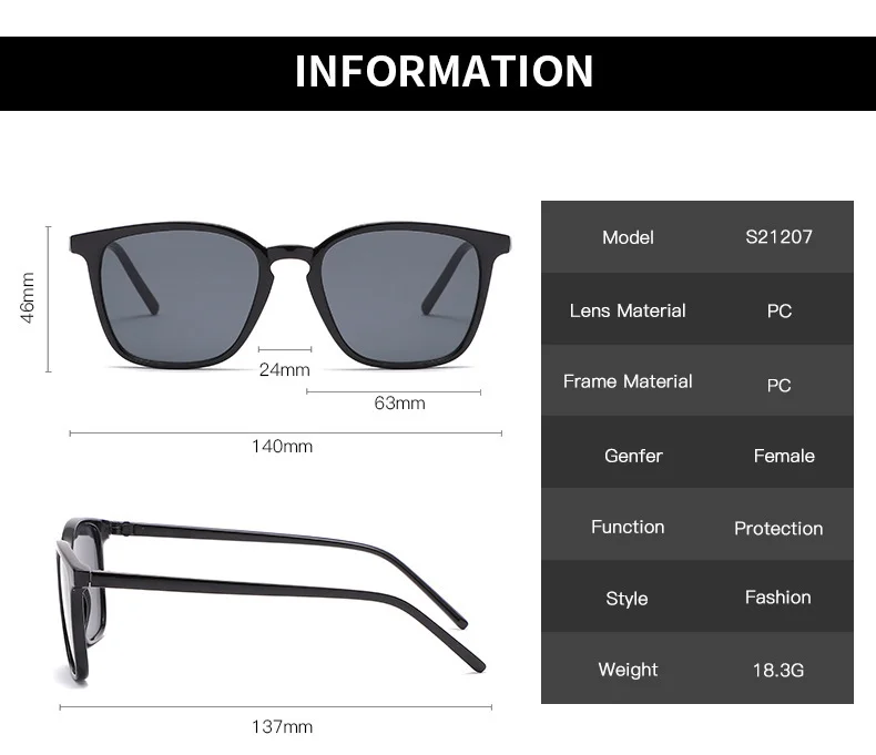 Bright Black, Leopard Print, White, Purple PC New Simple Retro Sunglasses / $0.91 per pair (Wholesale Price) - Details 2