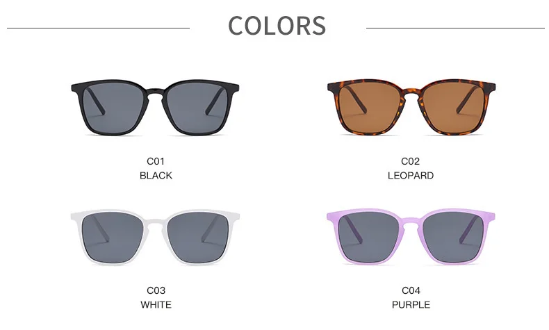 Bright Black, Leopard Print, White, Purple PC New Simple Retro Sunglasses / $0.91 per pair (Wholesale Price) - Details 3