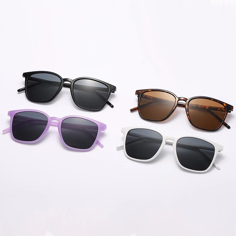 Bright Black, Leopard Print, White, Purple PC New Simple Retro Sunglasses / $0.91 per pair (Wholesale Price) - View 1