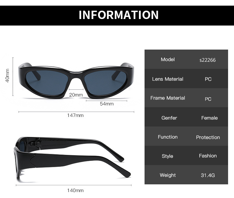 Women's Y2K Style Ultra-Cool Sunglasses / $0.52 per pair (Wholesale Price) Details and Specifications