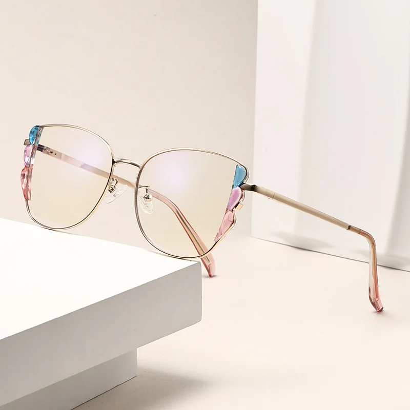 Black PC Women's Fashion Butterfly Optical Frames - Instant Color Changing Anti-Blue Light Glasses Wholesale - View 2