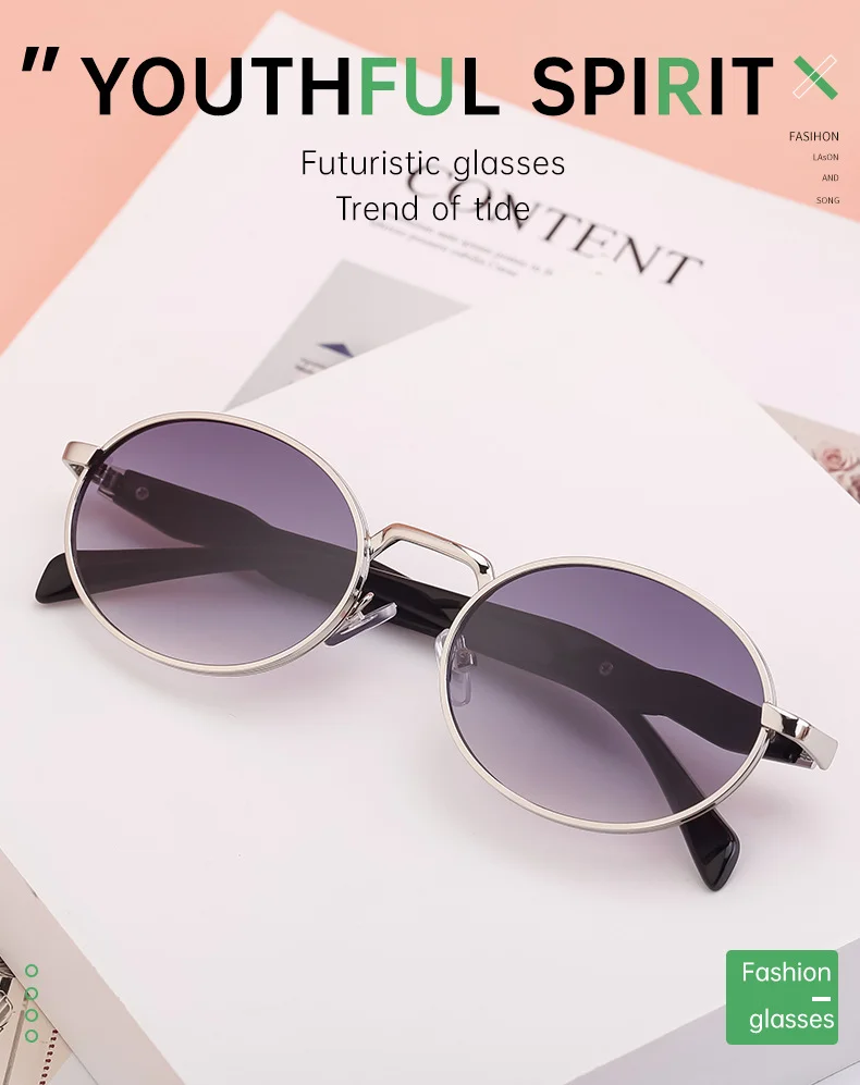 Black PC Women's Oval Small Frame Sunglasses - Premium Designer Style UV400 Fashion Eyewear - Details 5