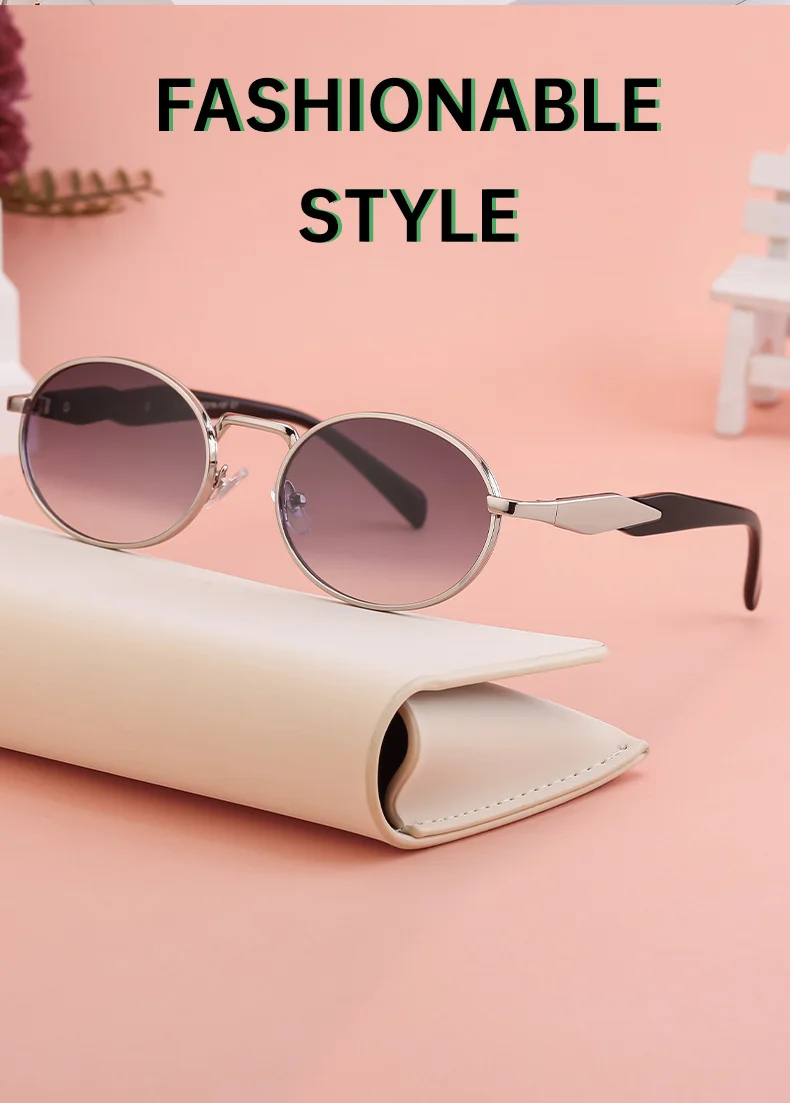 Black PC Women's Oval Small Frame Sunglasses - Premium Designer Style UV400 Fashion Eyewear - Details 6