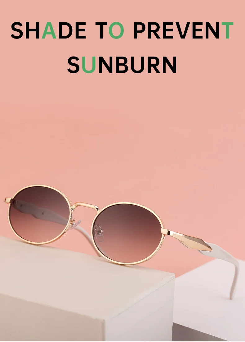 Black PC Women's Oval Small Frame Sunglasses - Premium Designer Style UV400 Fashion Eyewear - Details 7