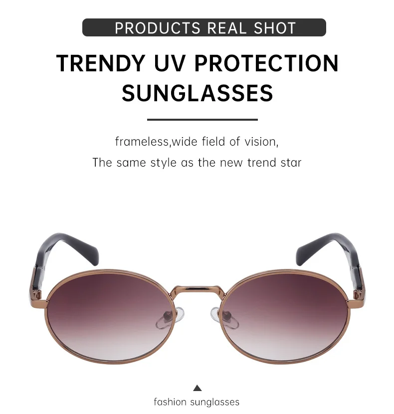 Black PC Women's Oval Small Frame Sunglasses - Premium Designer Style UV400 Fashion Eyewear - Details 10