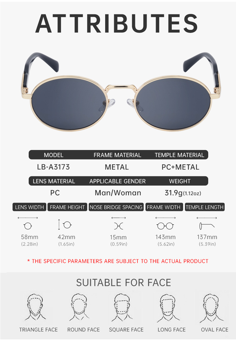 Black PC Women's Oval Small Frame Sunglasses - Premium Designer Style UV400 Fashion Eyewear - Details 14