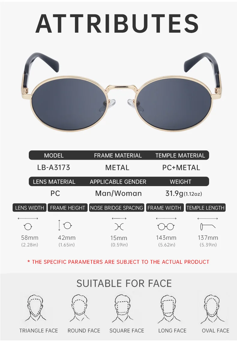 Black PC Women's Oval Small Frame Sunglasses - Premium Designer Style UV400 Fashion Eyewear - Details 14